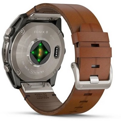 Garmin Fenix 8 51mm Amoled Sapphire Bare Titanium Black with Chestnut Leather Band + Black Silicone Band (010-02905-40) - фото 81829