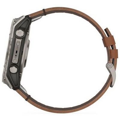 Garmin Fenix 8 51mm Amoled Sapphire Bare Titanium Black with Chestnut Leather Band + Black Silicone Band (010-02905-40) - фото 81831