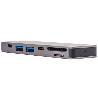 Переходник Deppa Thunderbolt C 7в1 (73121) Type-C to USB3.0x2/ HDMI/ Thunder3/ Type-C/ SD/ MicroSD для MacBook Графитовый - фото 19792