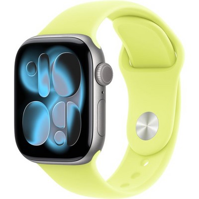 Apple Watch Series 11, 42 mm, Space Gray Aluminium  Neon Yellow Sport Band - фото 83100