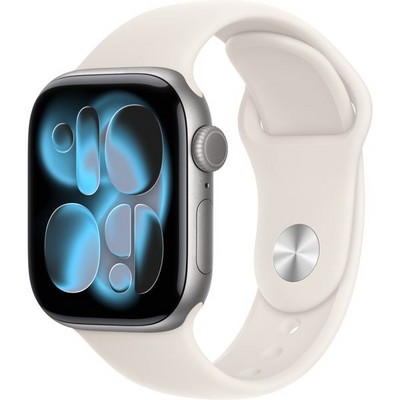 Apple Watch Series 11, 42 mm, Space Gray Aluminium  Starlight Sport Band - фото 83115