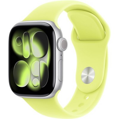 Apple Watch Series 11, 42 mm, Silver Aluminium  Neon Yellow Sport Band - фото 83141
