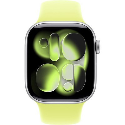 Apple Watch Series 11, 42 mm, Silver Aluminium Neon Yellow Sport Band SM/ML - фото 83142