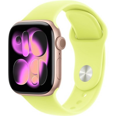 Apple Watch Series 11, 42 mm, Rose Gold Aluminium  Neon Yellow Sport Band - фото 83180
