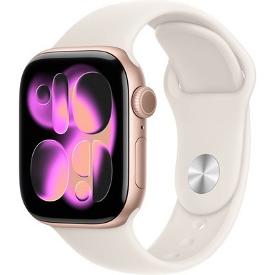 Apple Watch Series 11, 42 mm, Rose Gold Aluminium  Starlight Sport Band - фото 83186