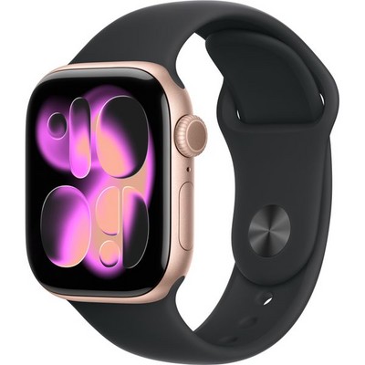 Apple Watch Series 11, 42 mm, Rose Gold Aluminium  Black Sport Band - фото 83188