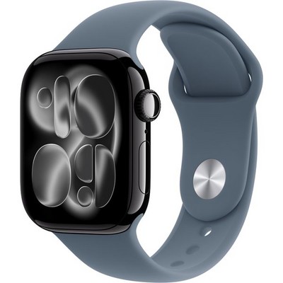 Apple Watch Series 11, 42 mm, Jet Black Aluminium  Anchor Blue Sport Band - фото 83206