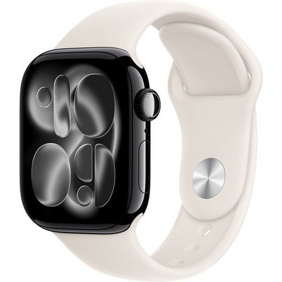 Apple Watch Series 11, 42 mm, Jet Black Aluminium  Starlight Sport Band - фото 83210