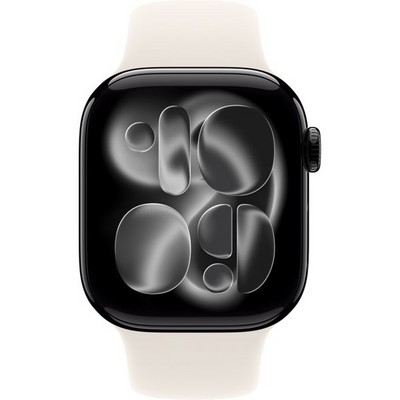 Apple Watch Series 11, 42 mm, Jet Black Aluminium Starlight Sport Band SM/ML - фото 83211