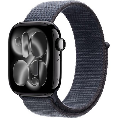 Apple Watch Series 11, 42 mm, Jet Black Aluminium  Anchor Blue Sport Loop - фото 83220