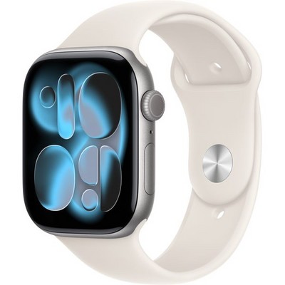 Apple Watch Series 11, 46 mm, Space Gray Aluminium  Starlight Sport Band - фото 83243