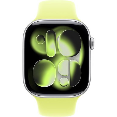 Apple Watch Series 11, 46 mm, Silver Aluminium Neon Yellow Sport Band SM/ML - фото 83267