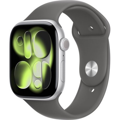 Apple Watch Series 11, 46 mm, Silver Aluminium  Stone Gray Sport Band - фото 83294