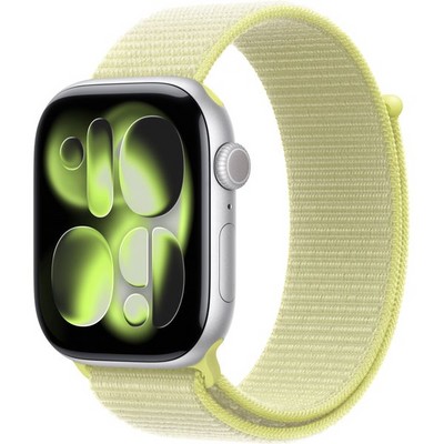 Apple Watch Series 11, 46 mm, Silver Aluminium  Neon Yellow Sport Loop - фото 83298