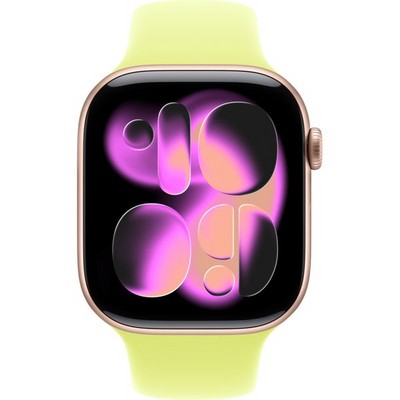 Apple Watch Series 11, 46 mm, Rose Gold Aluminium Neon Yellow Sport Band SM/ML - фото 83309