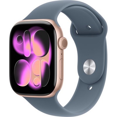 Apple Watch Series 11, 46 mm, Rose Gold Aluminium  Anchor Blue Sport Band - фото 83310