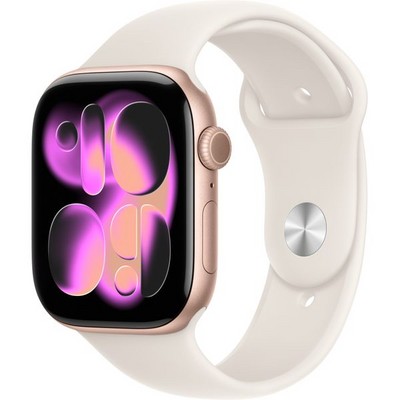 Apple Watch Series 11, 46 mm, Rose Gold Aluminium  Starlight Sport Band - фото 83314
