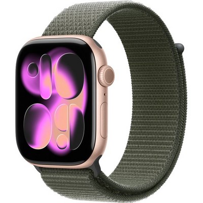 Apple Watch Series 11, 46 mm, Rose Gold Aluminium  Forest Sport Loop - фото 83328