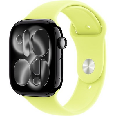 Apple Watch Series 11, 46 mm, Jet Black Aluminium  Neon Yellow Sport Band - фото 83332