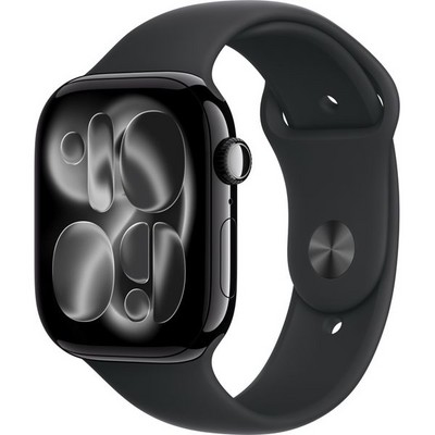 Apple Watch Series 11, 46 mm, Jet Black Aluminium  Black Sport Band - фото 83340