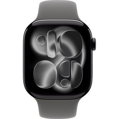 Apple Watch Series 11, 46 mm, Jet Black Aluminium Stone Gray Sport Band SM/ML - фото 83343