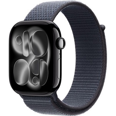 Apple Watch Series 11, 46 mm, Jet Black Aluminium  Anchor Blue Sport Loop - фото 83380