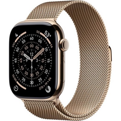 Apple Watch Series 11, 46 mm, S-M/M-L Gold Titanium Milanese Loop - фото 83409