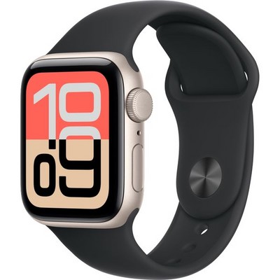 Apple Watch Series SE 3, 40 mm, Starlight Aluminium Black Sport Band - фото 83456