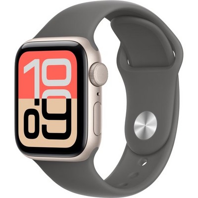 Apple Watch Series SE 3, 40 mm, Starlight Aluminium Stone Gray Sport Band - фото 83458