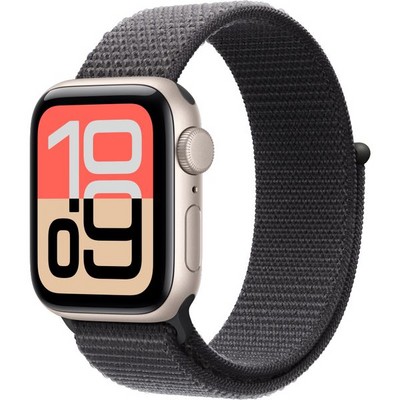 Apple Watch Series SE 3, 40 mm, Starlight Aluminium Dark Gray Sport Loop - фото 83470