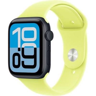 Apple Watch Series SE 3, 44 mm, Midnight Aluminium Neon Yellow Sport Band - фото 83472