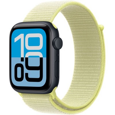Apple Watch Series SE 3, 44 mm, Midnight Aluminium Neon Yellow Sport Loop - фото 83486