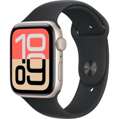 Apple Watch Series SE 3, 44 mm, Starlight Aluminium Black Sport Band - фото 83504