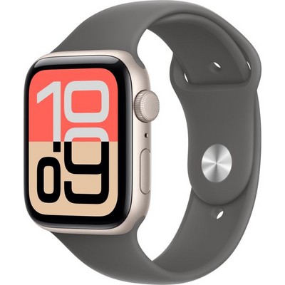 Apple Watch Series SE 3, 44 mm, Starlight Aluminium Stone Gray Sport Band - фото 83506