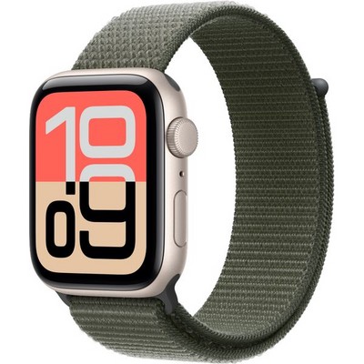 Apple Watch Series SE 3, 44 mm, Starlight Aluminium Forest Sport Loop - фото 83562