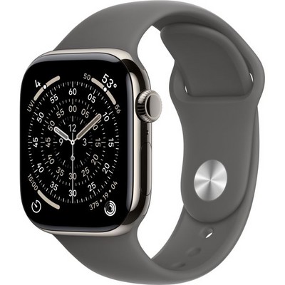 Apple Watch Series 11, 42 mm, Natural Titanium Stone Gray Sport Band - фото 84277