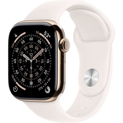 Apple Watch Series 11, 42 mm, Gold Titanium Light Blush Sport Band - фото 84279
