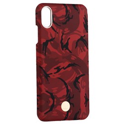 Чехол-накладка KINGXBAR для iPhone XS Max (6.5") пластик со стразами Swarovski (Красный камуфляж)