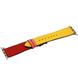 Ремешок кожаный COTECi W36 Fashoin Leather (WH5260-44-ACR) для Apple Watch 44мм/ 42мм (short) Желтый-Красный