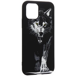Чехол-накладка силикон MItriFON для iPhone 11 Pro (5.8") 0.8мм с флуоресцентным рисунком Волк Черный