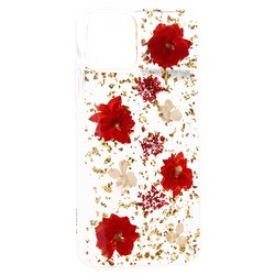 Чехол-накладка пластиковая KZDOO Flowers TPU+Dried Flowers+Lucite для Iphone 11 Pro Max (6.5") силиконовый борт Красная