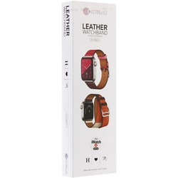 Ремешок кожаный COTECi W36 Fashoin Leather (WH5261-40-ACR) для Apple Watch 40мм/ 38мм (Long) Желтый-Красный