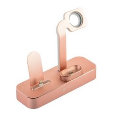 Док-станция COTECi Base19 Dock 3in1 stand для Apple Watch & iPhone SE/ 11/ X/ 8 Plus/ 8 & AirPods (CS7201-MRG) Розовое золото
