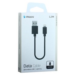 USB дата-кабель Deppa D-72115 8-pin Lightning 1.2м Черный