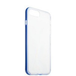 Чехол&бампер силиконовый прозрачный для iPhone 8 Plus/ 7 Plus (5.5) в техпаке Синий борт