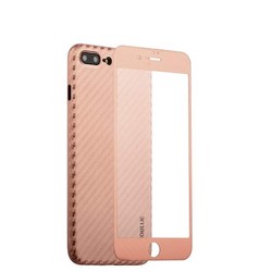 Чехол-накладка карбоновая Coblue 4D Glass &amp; Carbon Case (2в1) для iPhone 8 Plus/ 7 Plus (5.5&quot;) Розовый