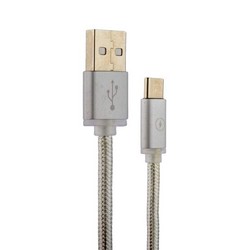 Дата-кабель USB COTECi M20 NYLON series Type-C Cable CS2128-2M-TS (2.0m) Серебристый