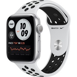 Apple Watch Nike Series 6 GPS 44mm (серебристый/чистая платина/черный) Nike Sport Band