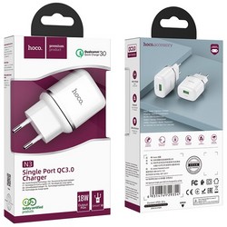 Адаптер питания Hoco N3 Special single port QC3.0 charger Apple&Android (USB: 3.6-6.5V 3.0A/6.6-9V 2.0A/18W) Белый