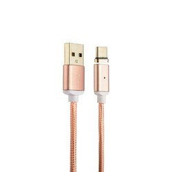 Дата-кабель USB COTECi M42 с индикатором NYLON USB Type-C+Magnet System CS2156-MRG (1.2 м) Розовое золото